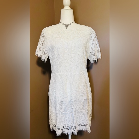 New w/ Tag MSLG Women's Round Neck V-Back Lace Dress Size XL - Picture 3 of 8
